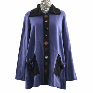 Neon Buddha Blue Black Button Front‎ Shirt